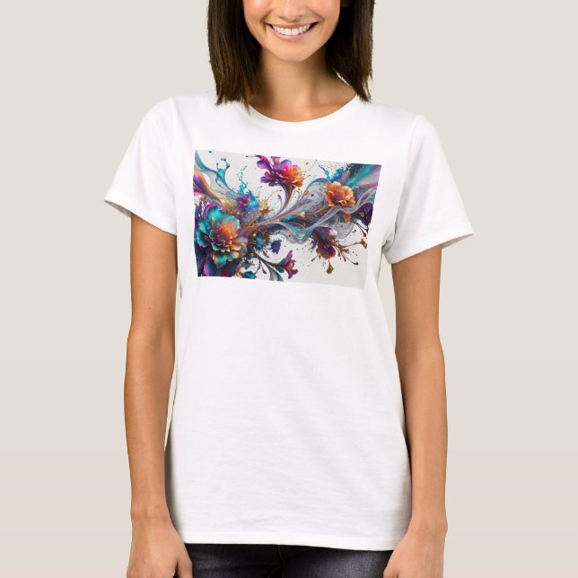 Camiseta Design de ARTE ABSTRATA prateada atraente (Frente)