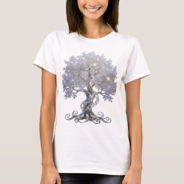 Camiseta Design de ARTE ABSTRATA Prateado Elegante (Frente)