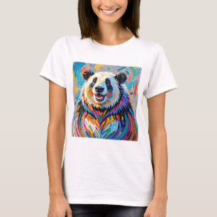 Camiseta Design de arte animal abstrato panda colorida