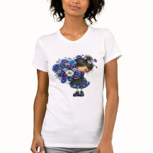 Design de Arte de Buquê de Menina Floral Azul Fofo