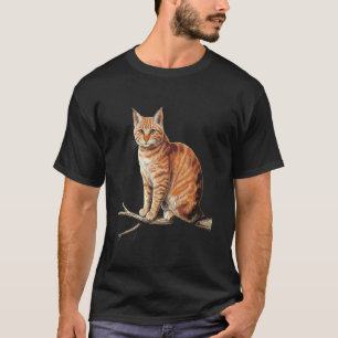 Camiseta Design de Arte de Gato Laranja Malhado Realista