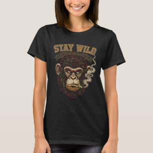 Camiseta Design de arte de linha vintage "Fique Selvagem" d