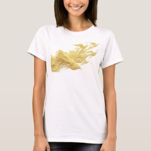 Camiseta Design de Arte de Pássaros Abstratos em Ouro Elega