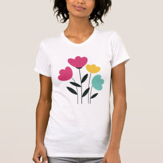 Camiseta Design de Arte Floral Colorida - Minimalista Moder