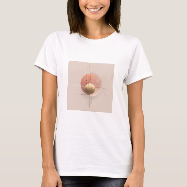 Camiseta design de arte moderna com círculos e linhas plane (Frente)