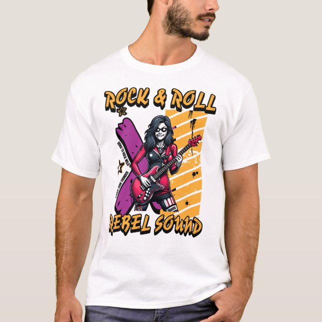 Camiseta Design de Arte Ousado para Amantes de Música Rock  (Frente)