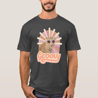 Camiseta Design de Arte Pop Moderno Groovy Leopard retrô