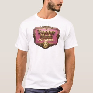 Camiseta Design de Arte Rosa Esbelto MODO PROFESSOR ATIVADO