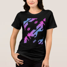 Design de Arte Tropical de Diagonal Azul Magenta M