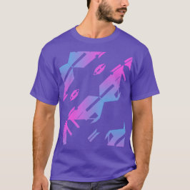 Camiseta Design de Arte Tropical de Diagonal Azul Magenta M
