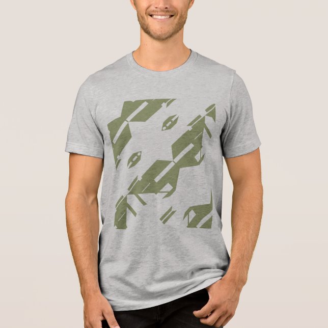 Camiseta Design de Arte Tropical de Zig-zag Verde Oleícola (Frente)