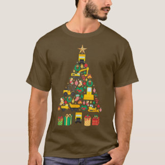 Camiseta Design de árvore de Natal com máquinas pesadas fes