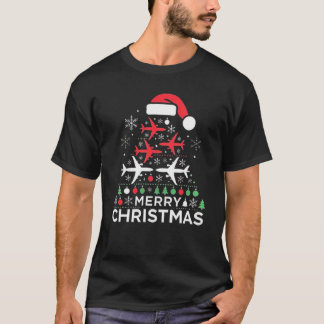 Camiseta Design de árvore de Natal de avião único para E