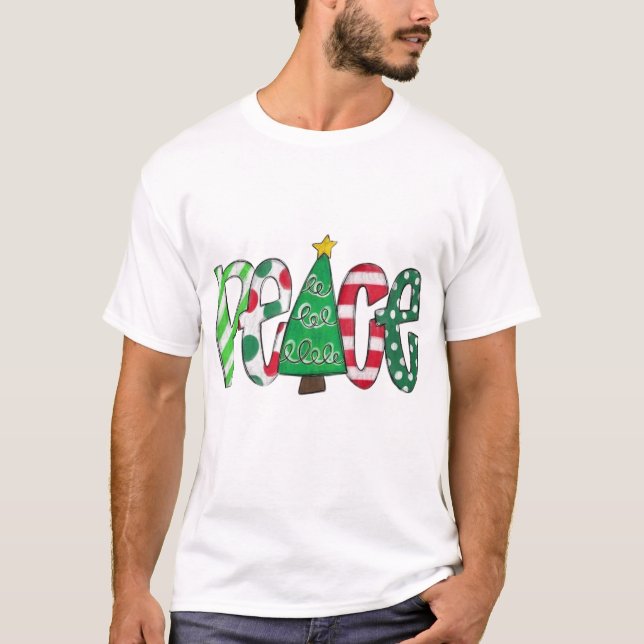 Camiseta Design de árvore de Natal pacífica (Frente)