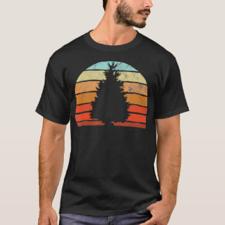 Camiseta Design de Árvore de Pinho Retrospectivo Sun Minima