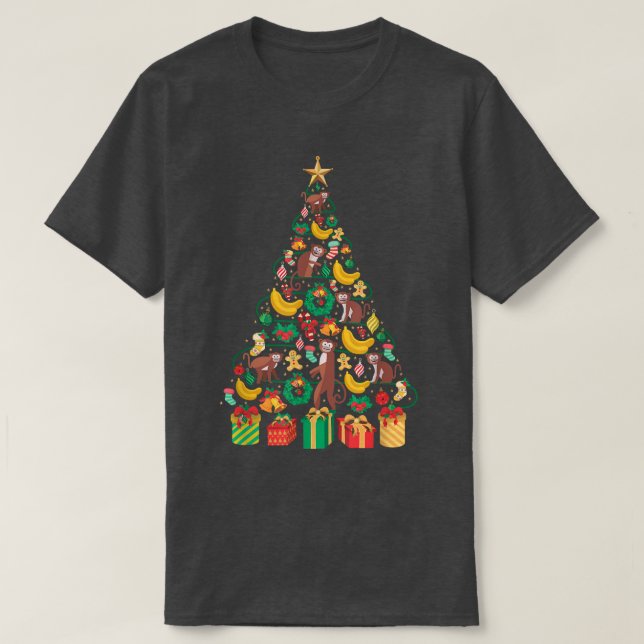 Camiseta Design de árvore do macaco festivo (Frente do Design)