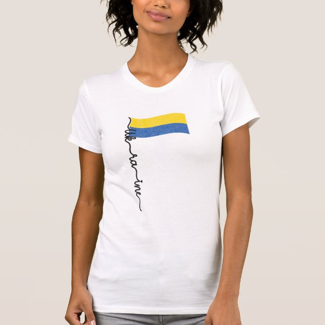 Camiseta Design de Assinatura de Bandeira da Ucrânia, Símbo (Frente)