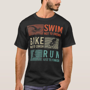 Camiseta Design de atletas de corrida de bicicleta natação