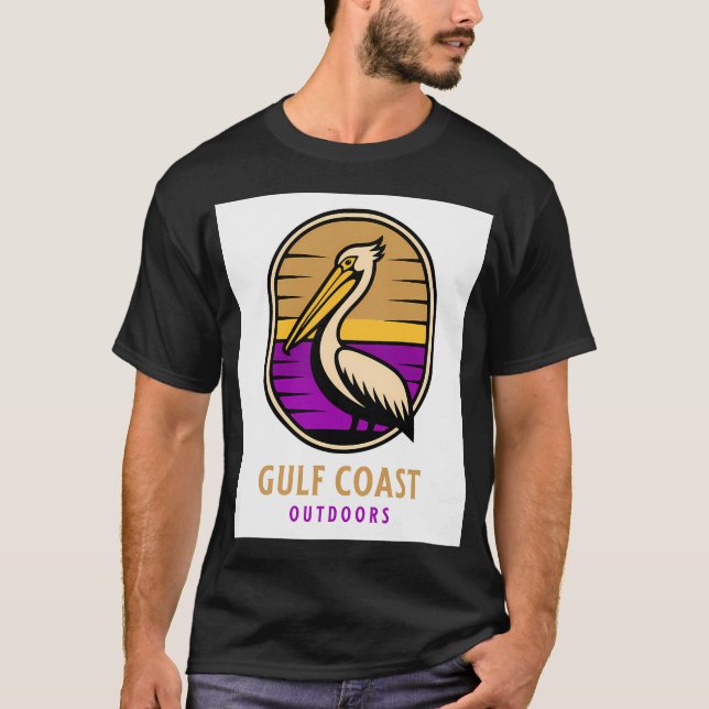 Camiseta Design de Ave Pelicano Gulf Coast Outdoors (Frente)