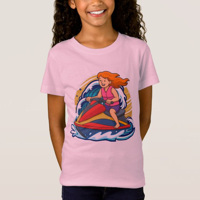 Camiseta Design de Aventura de Jet Ski com Garota  (Frente)