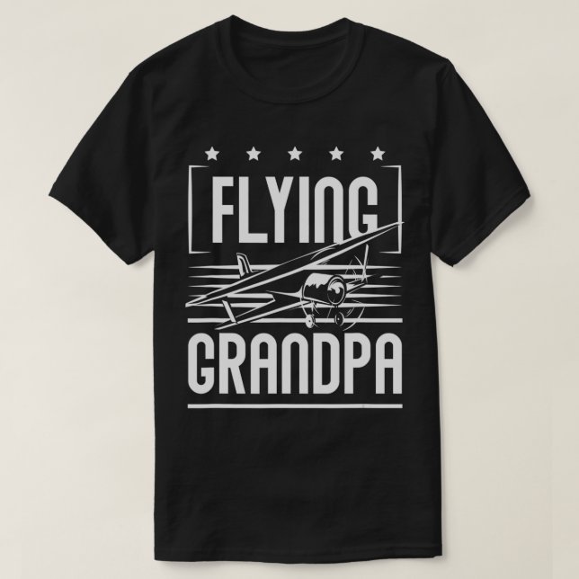 Camiseta Design de avião da Mens para um avô voador (Frente do Design)