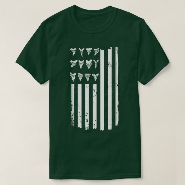 Camiseta Design de Bandeira Americana de Caça aos Dentes de (Frente do Design)