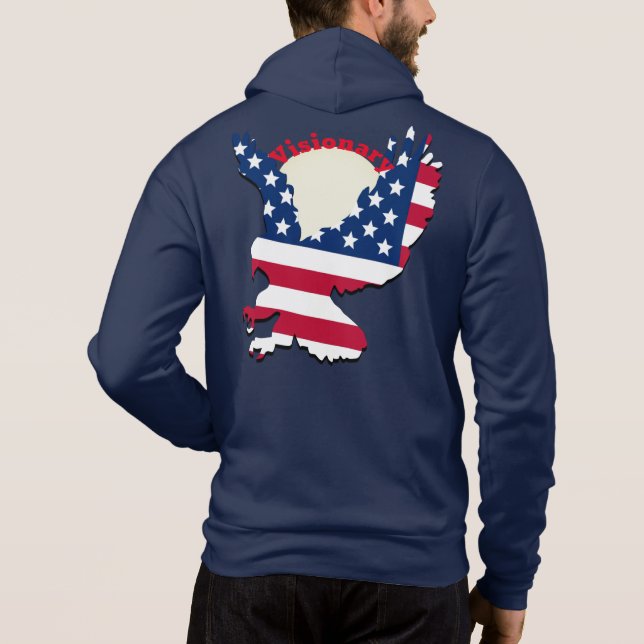 Camiseta Design de Bandeira Americana Patriótica Eagle (Verso)