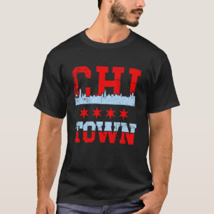 Camiseta Design de Bandeira da Silhueta de Chicago Chi Town