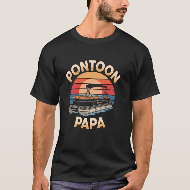 Camiseta Design de Barco Retro Pontoon Papa (Frente)
