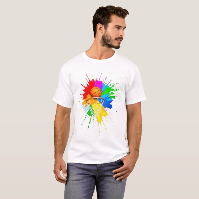 Camiseta Design de basquete de arte colorida (Frente Completa)
