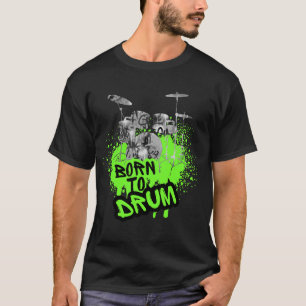 Camiseta Design de Bateria - Nascido para Tocar