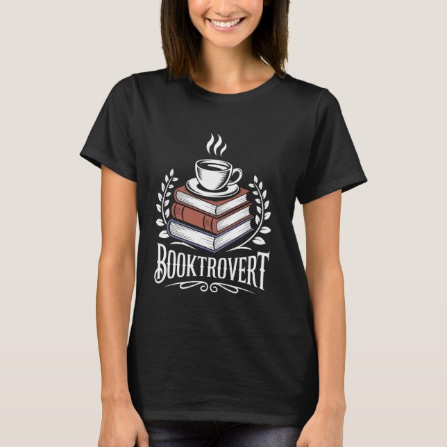 Camiseta Design de Biblioteca Booktrovert Para um Bibliotec (Frente)
