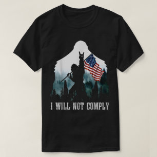 Camiseta Design de Bigfoot segurando a bandeira americana