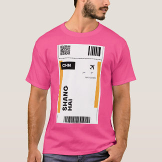 Camiseta Design de Bilhete de Voo de Xangai - Viagem inspir