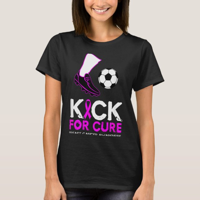 Camiseta Design de Bola de Futebol Kick For Cure Câncer de  (Frente)