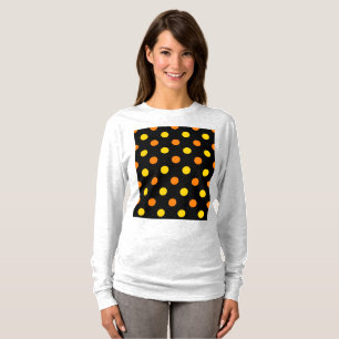 Camiseta Design de Bolinhas Amarelas Laranja em Fundo Preto