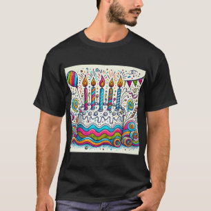 Camiseta Design de Bolo de Bolo Colorida
