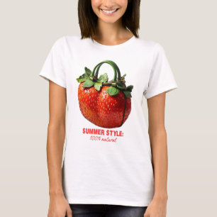 Camiseta Design de Bolsa de Morango - Verão hiperrealista