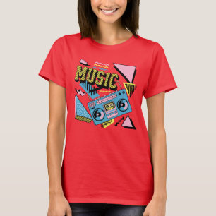 Camiseta Design de boombox de música com estilo retro