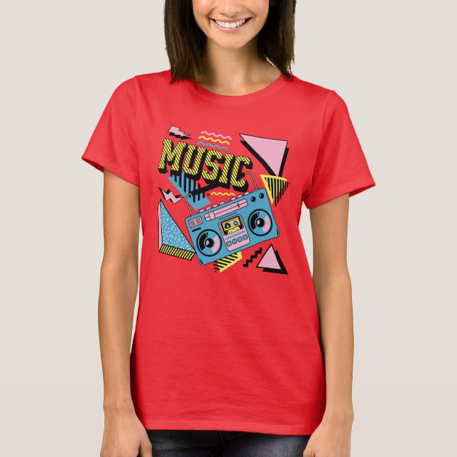 Camiseta Design de boombox de música com estilo retro (Frente)