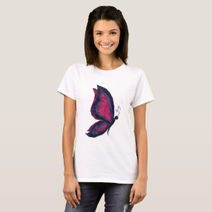 Camiseta Design de borboleta hitech moderna, roxa, rosa, az