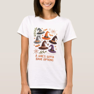 Camiseta Design de bordado de chapéu de bruxa bruxa do Dia