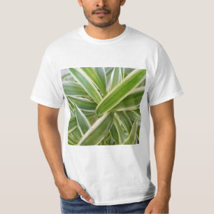 Camiseta Design de Botânica Folha Floral Verde e Branco