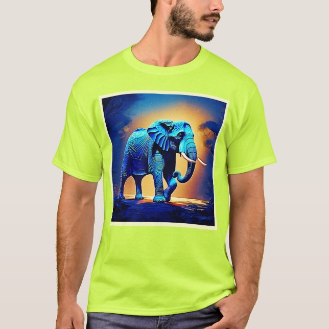 Camiseta Design de Brilho de Elefante Azul (Frente)
