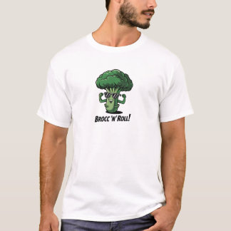 Camiseta Design de Brócolis Legal Brocc 'n' Roll