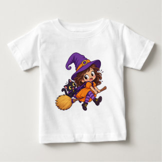 Camiseta Design de Bruxa Voadora Fofa de Halloween para Jer