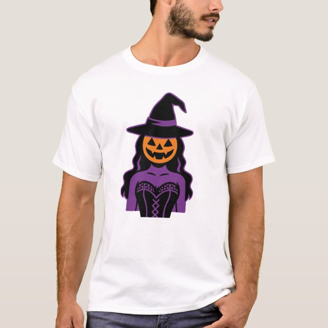 Camiseta Design de bruxas de abóbora | Spooky Lady Art (Frente)