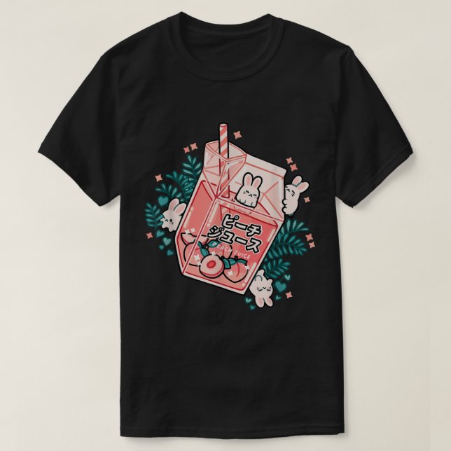 Camiseta Design de Bunny Kawaii de Suco de Pêssego (Frente do Design)