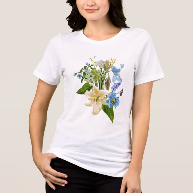 Camiseta Design de buquê floral vetorial: primavera de verã (Frente)