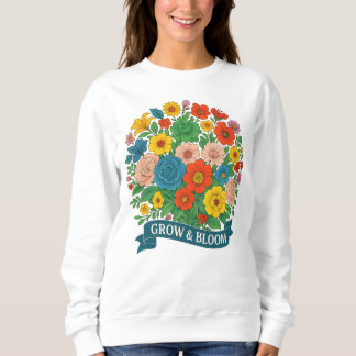 Camiseta design de Buquê Floral Vibrante "Crescer e Bloquea